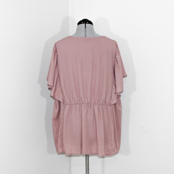 Torrid Pink Short Flutter Sleeve Buttoned Blouse Size 3X - Picture 2 of 5